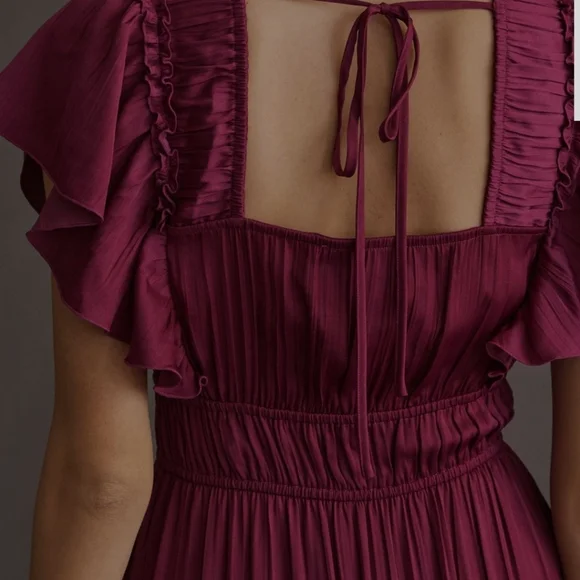 Anthropologie Deep Red Midi Dress - Picture 2 of 12